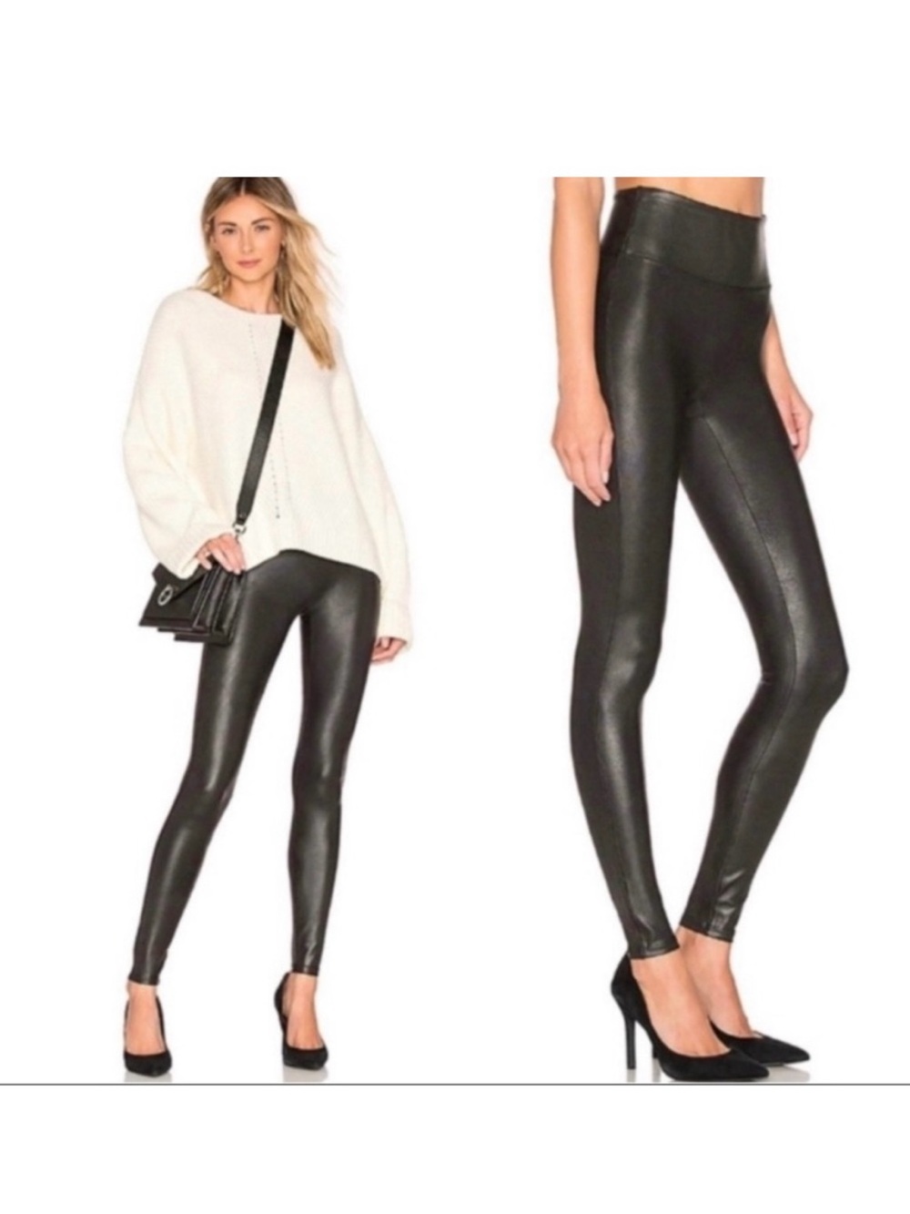 SPANX Faux Leather High-Waist Leggings - Black